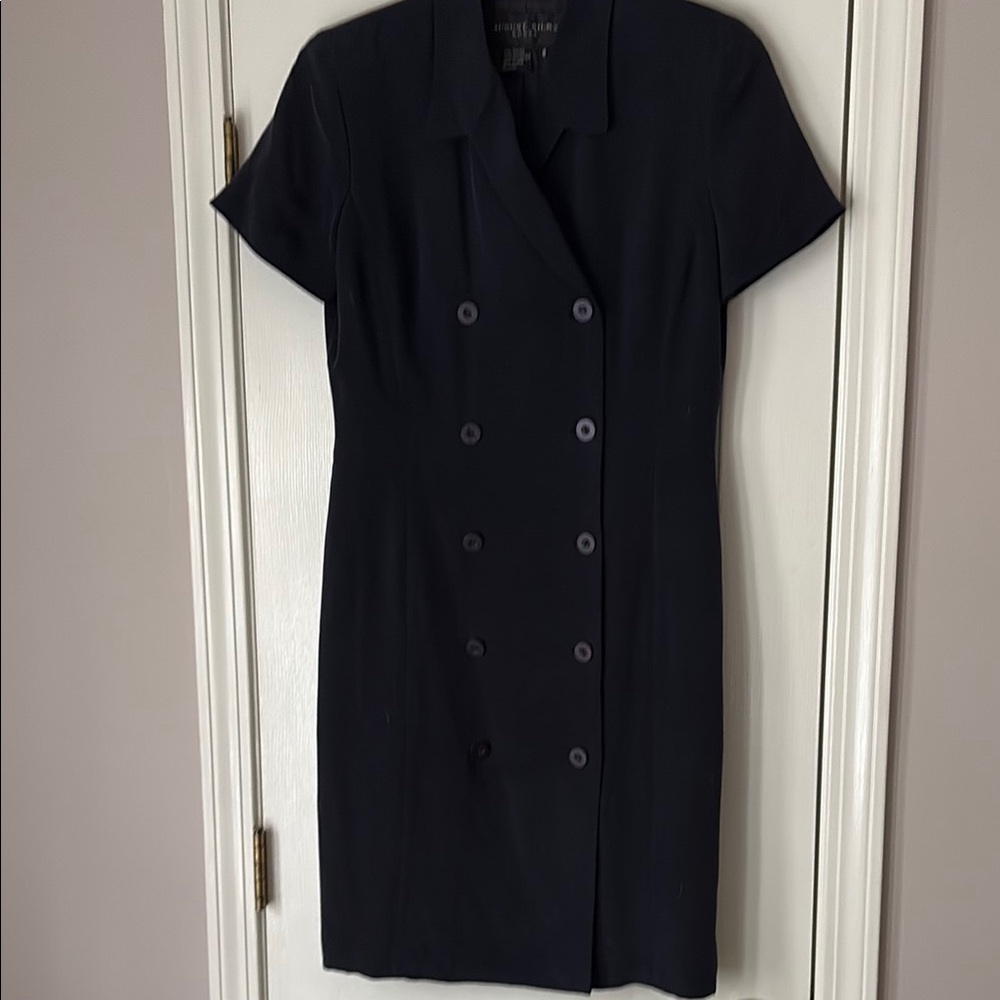 August Silk navy Double-Breasted Dress